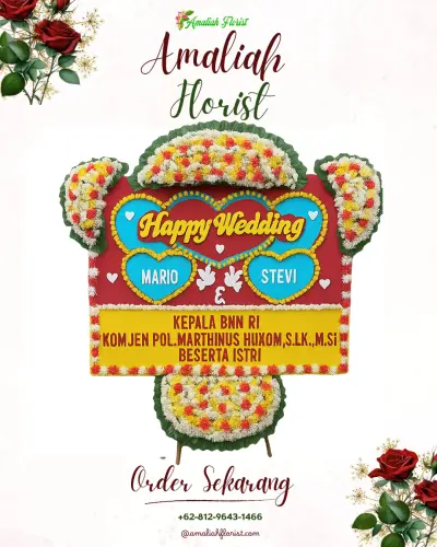 Karangan Papan Bunga Pernikahan di Sigela Yef